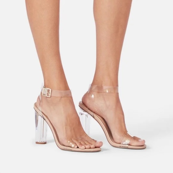 JUSTFAB Pink Heels with clear heel & straps - Picture 6 of 6